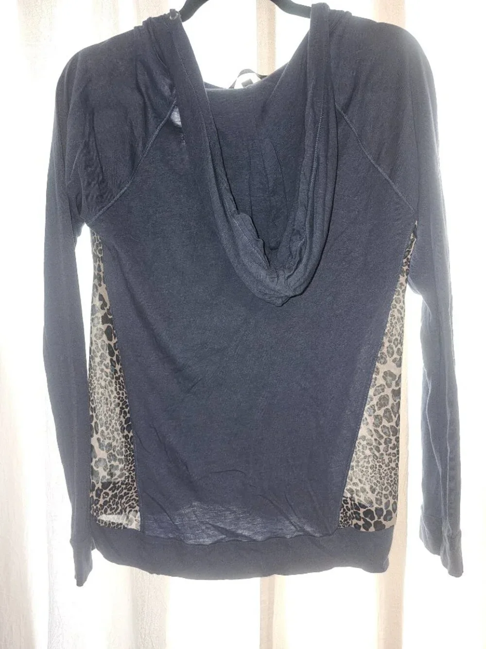 Victoria’s Secret S/P Blue Hoodie Leopard Print Side Panels Pullover